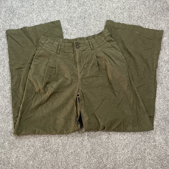 American Eagle Pleated Pants Womens 00 Reg Green Wide Leg Baggy Trousers Street - Picture 3 of 13